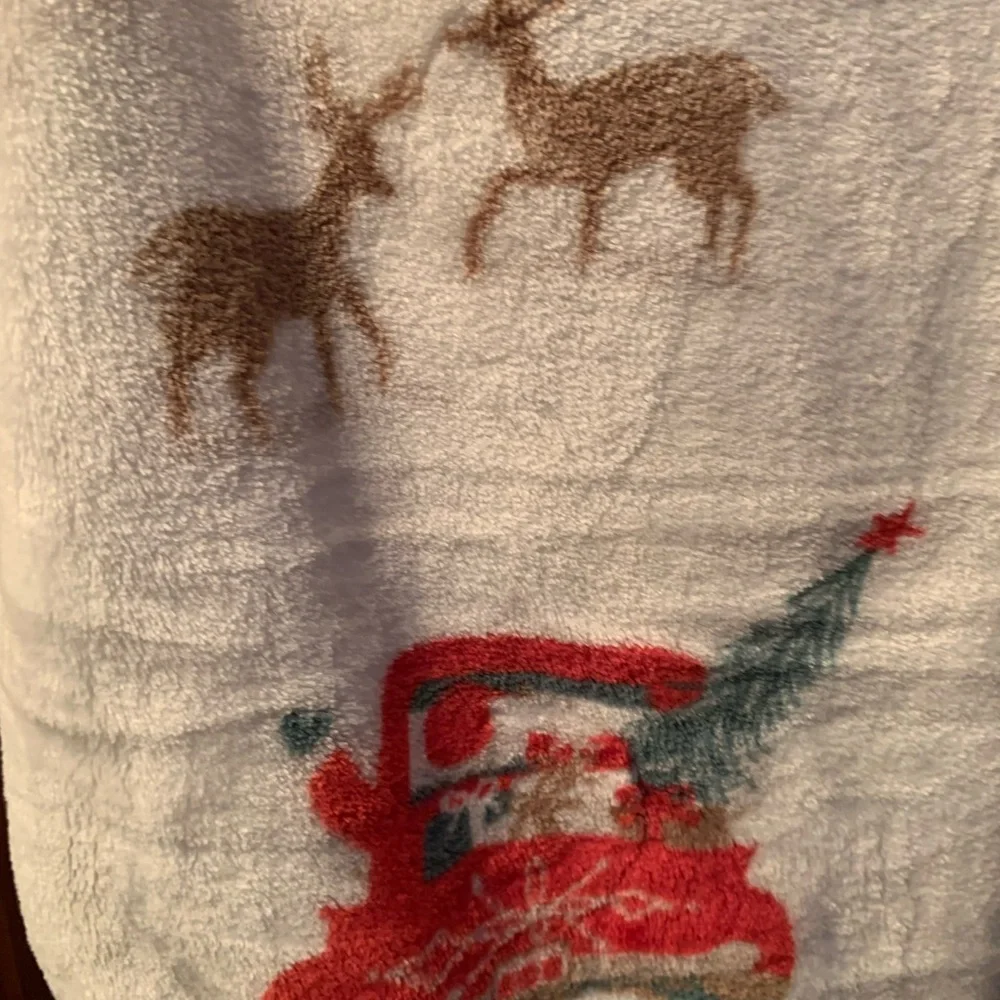 Hallmark, NEW WITH TAGS plush CHRISTMAS throw blanket, has RED Christmas truck.